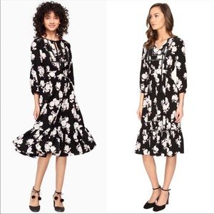 Kate Spade Posy Silk Floral Midi Dress 8